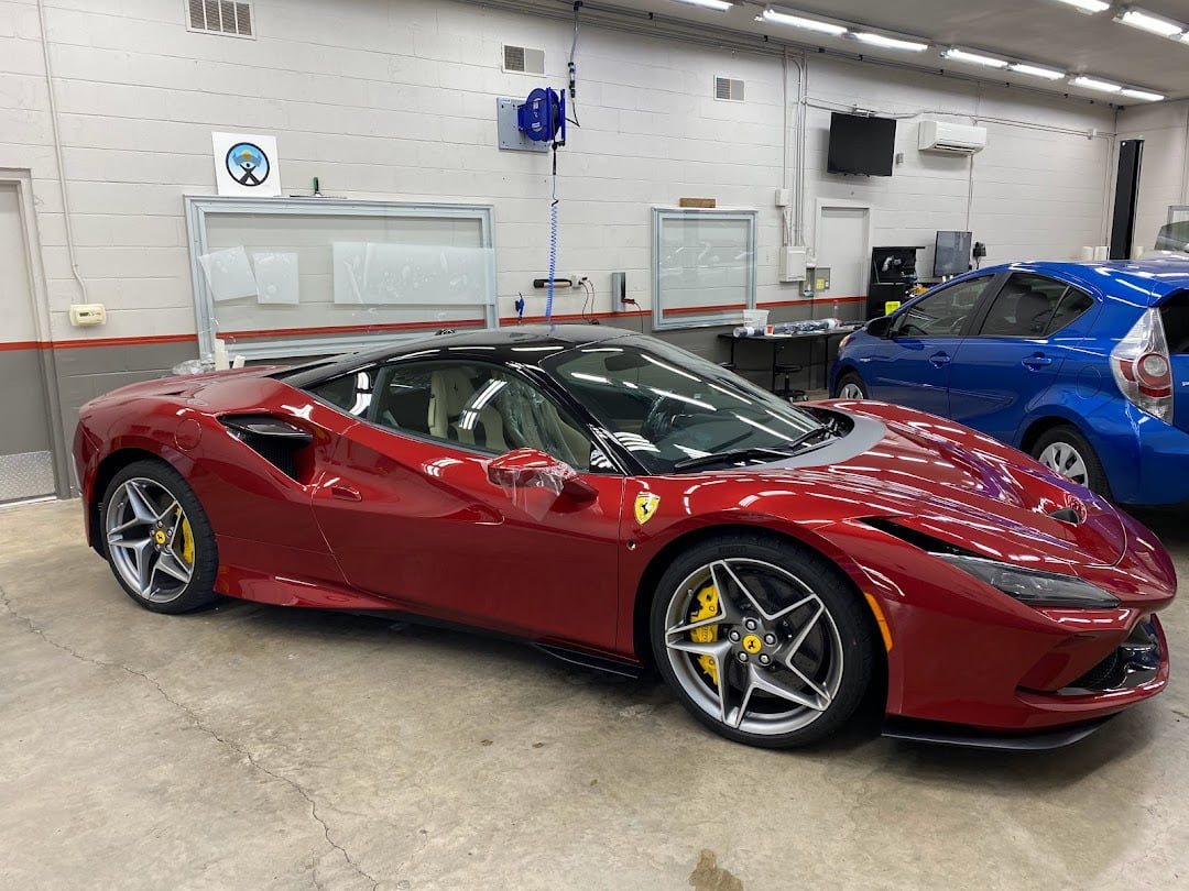 Red Ferrari in the bay