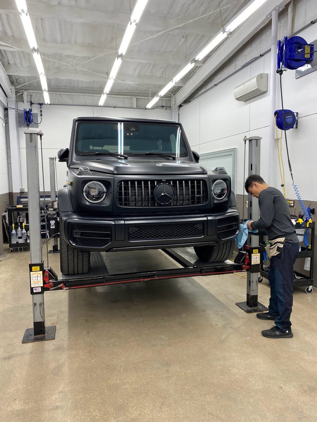 Mercedes G Wagon on the lift